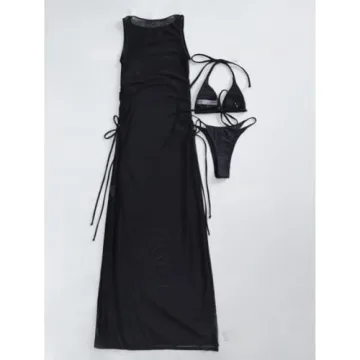 SheIn Women's Sexy 3 Piece Bikini Set with Cover Up