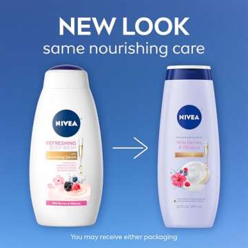 NIVEA Refreshing Wild Berries and Hibiscus Body Wash with Nourishing Serum, Scented Body Wash for Wo...