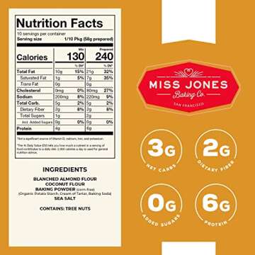 Miss Jones Baking Not Cornbread Muffin Mix - Almond Flour, Gluten Free, Low Carb, No Sugar Added, Naturally Sweetened Desserts & Treats - Keto, Diabetic, Atkins, WW, and Paleo Friendly (Pack of 2)