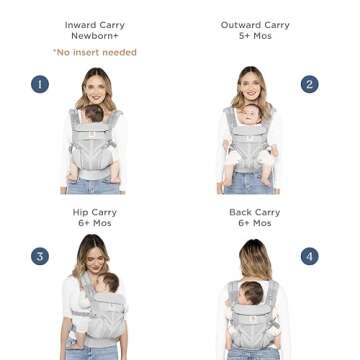 Ergobaby Omni 360 All-Position Baby Carrier for Newborn to Toddler with Lumbar Support & Cool Air Mesh (7-45 Lb), Oxford Blue