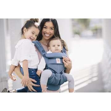 Ergobaby Omni 360 All-Position Baby Carrier for Newborn to Toddler with Lumbar Support & Cool Air Mesh (7-45 Lb), Oxford Blue