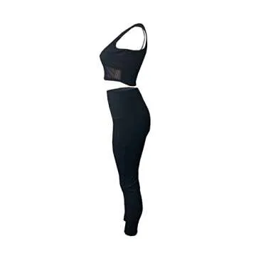 ALLUMK Women's Sexy 2 Piece Crop Tank & Pants Set