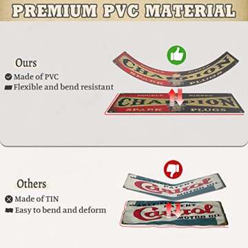 EastLink Vintage Garage Signs Room Decor 5PCS, PVC Made Garage Decor Signs for Men, Duplex Printed Retro Wall Decor, Fade & Bend Resistant Old Car Shop Posters Oil and Gas Station Signs