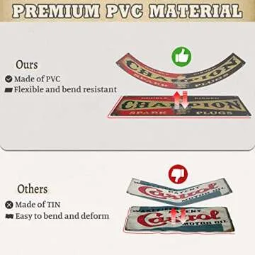 EastLink Vintage Garage Signs Room Decor 5PCS, PVC Made Garage Decor Signs for Men, Duplex Printed Retro Wall Decor, Fade & Bend Resistant Old Car Shop Posters Oil and Gas Station Signs