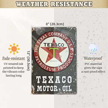 EastLink Vintage Garage Signs Room Decor 5PCS, PVC Made Garage Decor Signs for Men, Duplex Printed Retro Wall Decor, Fade & Bend Resistant Old Car Shop Posters Oil and Gas Station Signs