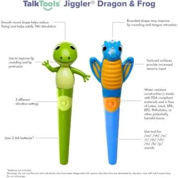 TalkTools Jiggler Dragon Dani, Frog Freddy, Unicorn Uni and Sloth Sammy - Sensory Awareness Tool for...