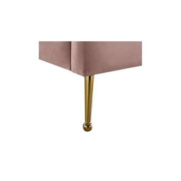 Meridian Furniture Lily Collection Modern | Contemporary Velvet Upholstered Bed with Deep Channel Tufting and Custom Gold Steel Legs, Twin, Pink