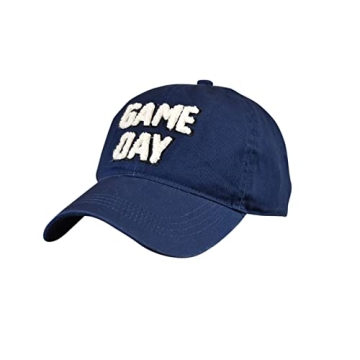 D&Y Soft Chenille Patched Low Profile Baseball Cap, Game Day, Navy