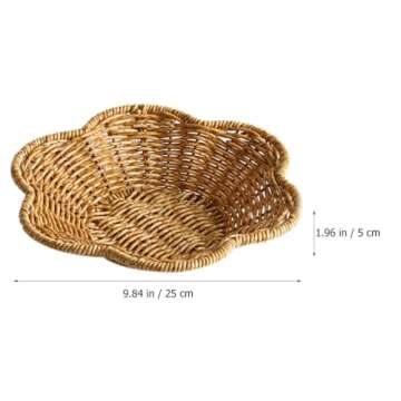 Cabilock Fruit Bowl Bread Serving Woven Tray Practical Snack Basket Decorative Fruit Tray Dried for Kitchen Counter or Table Decorations