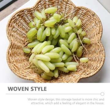 Cabilock Fruit Bowl Bread Serving Woven Tray Practical Snack Basket Decorative Fruit Tray Dried for Kitchen Counter or Table Decorations