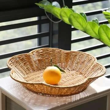 Cabilock Fruit Bowl Bread Serving Woven Tray Practical Snack Basket Decorative Fruit Tray Dried for Kitchen Counter or Table Decorations