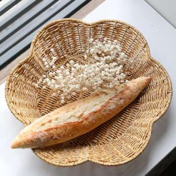 Cabilock Fruit Bowl Bread Serving Woven Tray Practical Snack Basket Decorative Fruit Tray Dried for Kitchen Counter or Table Decorations