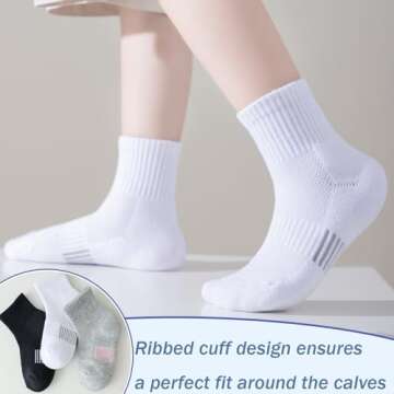 hakugoo Kids Socks 6 Pairs White Ankle Athletic Socks Boys Girls Cushioned Quarter Socks Breathable Mesh Cotton Socks for 4-7 Years Youth,(White,S)