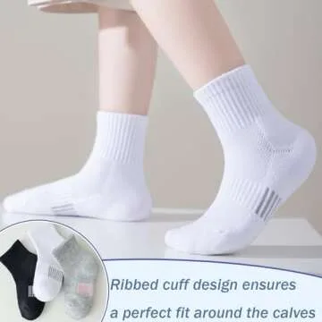 hakugoo Kids Socks 6 Pairs White Ankle Athletic Socks Boys Girls Cushioned Quarter Socks Breathable Mesh Cotton Socks for 4-7 Years Youth,(White,S)