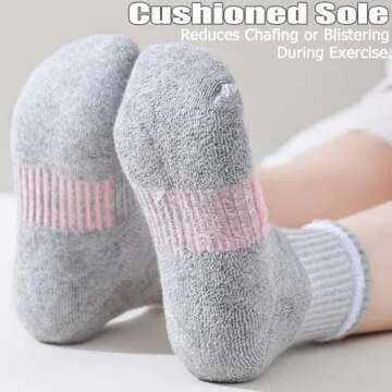 hakugoo Kids Socks 6 Pairs White Ankle Athletic Socks Boys Girls Cushioned Quarter Socks Breathable Mesh Cotton Socks for 4-7 Years Youth,(White,S)