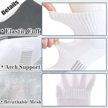 hakugoo Kids Socks 6 Pairs White Ankle Athletic Socks Boys Girls Cushioned Quarter Socks Breathable Mesh Cotton Socks for 4-7 Years Youth,(White,S)