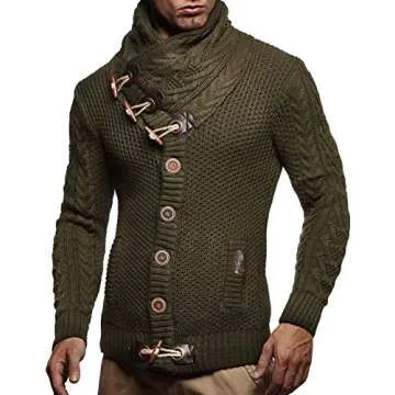 Leif Nelson Men's Knitted Turtleneck Jacket for Winter