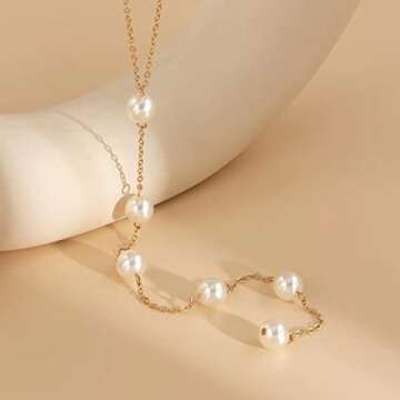 Artificial Pearl Lariat Necklace Aesthetic Y Necklace for Women Girls Trendy Fashion Jewelry Handmade Wedding Bridal Necklaces Bridesmaid Gifts