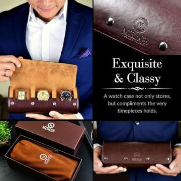Watch Travel Case for Men Watch Roll for Travel Organizer and Display Watch Case - Swiss Espresso Ve...