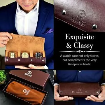 Watch Travel Case for Men Watch Roll for Travel Organizer and Display Watch Case - Swiss Espresso Ve...