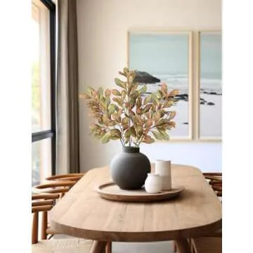 3PCS Artificial Greenery Stems 31.5 Inch Fall Faux Branches for Vase Fake Pittosporum Tobira Leaves Branches Long Stems Plants Leaf Bushes for DIY Floral Arrangement Bouquets Party Home Decor Yellow