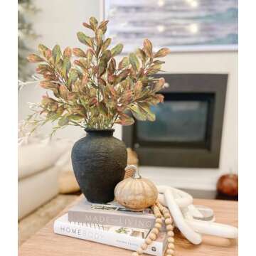 3PCS Artificial Greenery Stems 31.5 Inch Fall Faux Branches for Vase Fake Pittosporum Tobira Leaves Branches Long Stems Plants Leaf Bushes for DIY Floral Arrangement Bouquets Party Home Decor Yellow