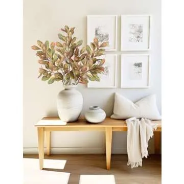 3PCS Artificial Greenery Stems 31.5 Inch Fall Faux Branches for Vase Fake Pittosporum Tobira Leaves Branches Long Stems Plants Leaf Bushes for DIY Floral Arrangement Bouquets Party Home Decor Yellow