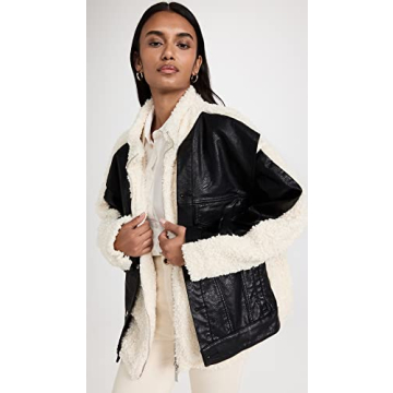 BLANKNYC Women's Sherpa Faux Leather Jacket Stylish Warm