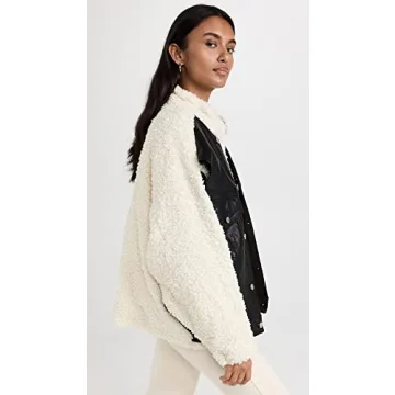 BLANKNYC Women's Sherpa Faux Leather Jacket Stylish Warm