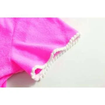 LUCKYGAL Girls Swimsuit Cover Up Zip-Up Swim Coverup Rose Red Terry Beach Bathing Suit, Size 8 9