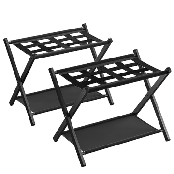 SONGMICS Luggage Racks for Guest Room - Sturdy Suitcase Stand with Storage Shelf