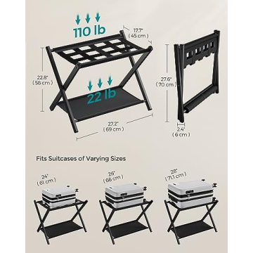 SONGMICS Luggage Racks Set of 2 for Guest Room Convenience