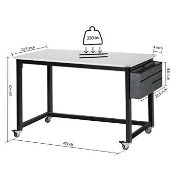 AHB 47" Rolling Computer Desk for Home & Office Use