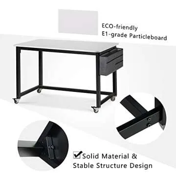 AHB 47" Rolling Computer Desk for Home & Office Use