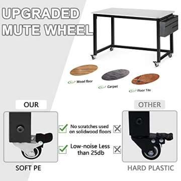 AHB 47" Rolling Computer Desk for Home & Office Use