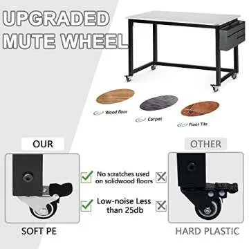 AHB 47" Rolling Computer Desk for Home & Office Use