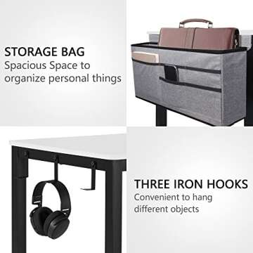 AHB 47" Rolling Computer Desk for Home & Office Use