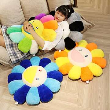 FaYoleosto Colorful Sunflower Plush Pillow for All Ages