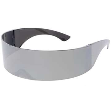 zeroUV - 80s Futuristic Cyclops Cyberpunk Visor Sunglasses with Semi Translucent Mirrored Lens Shiel...