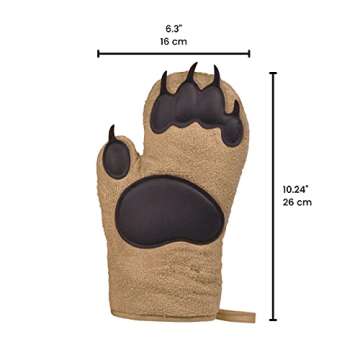 Genuine Fred BEAR HANDS Oven Mitts - Quality Cotton with Heat Resistant Silicone - Fun & Function Kitchen Gadgets - Funny White Elephant Gift - Great Gift for Home Cooks, Bakers, & Animal Lovers -