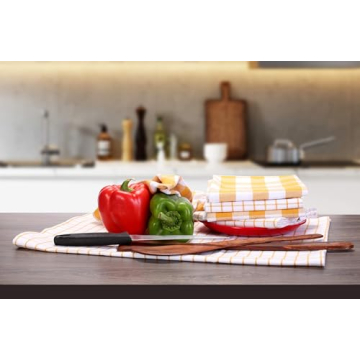 Mustard Plaid Kitchen Towel Set 100% Cotton, Highly Absorbent