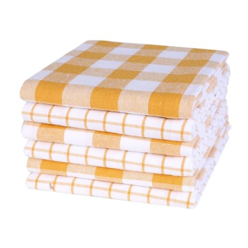 Mustard Plaid Kitchen Towel Set 100% Cotton, Highly Absorbent