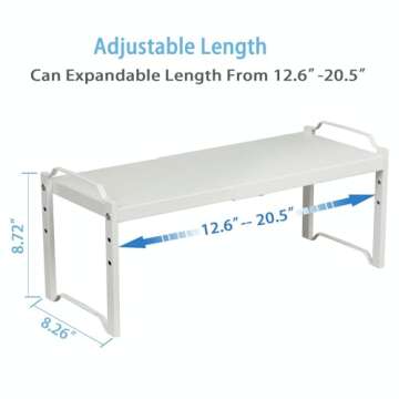 2 Pack Expandable Kitchen Cabinet Shelves, Stackable Storage