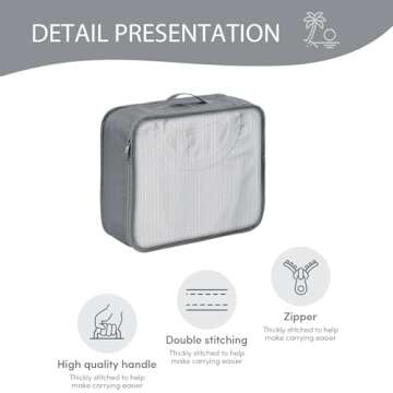 DIMJ Travel Packing Cubes - Luggage Cubes for Suitcases Packing Organizers Lightweight Suitcase Organizer for Shoes Clothes Cosmetics Toiletries 8 Set (Grey)