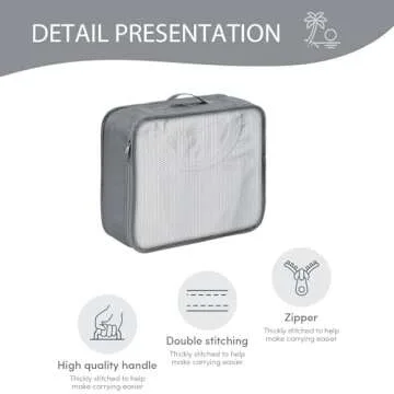 DIMJ Travel Packing Cubes - Luggage Cubes for Suitcases Packing Organizers Lightweight Suitcase Organizer for Shoes Clothes Cosmetics Toiletries 8 Set (Grey)