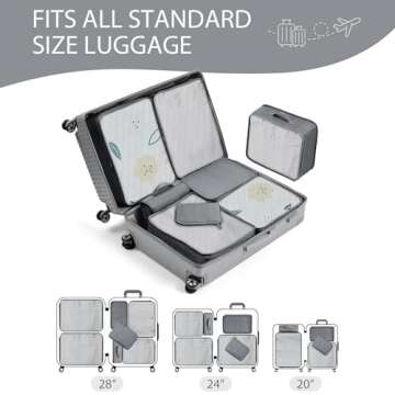 DIMJ Travel Packing Cubes - Luggage Cubes for Suitcases Packing Organizers Lightweight Suitcase Organizer for Shoes Clothes Cosmetics Toiletries 8 Set (Grey)