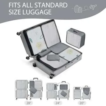 DIMJ Travel Packing Cubes - Luggage Cubes for Suitcases Packing Organizers Lightweight Suitcase Organizer for Shoes Clothes Cosmetics Toiletries 8 Set (Grey)