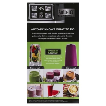 Ninja BL480D Nutri Personal Countertop Blender, Auto-iQ Technology, 1000-Watts, for Frozen Drinks, Smoothies, Sauces & More, with 18-oz. & 24-oz. To-Go Cups & Spout Lids, Black/Silver