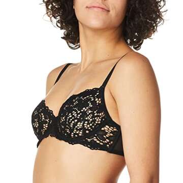 DKNY Women's Classic Lace Unlined Demi, Black, 32B