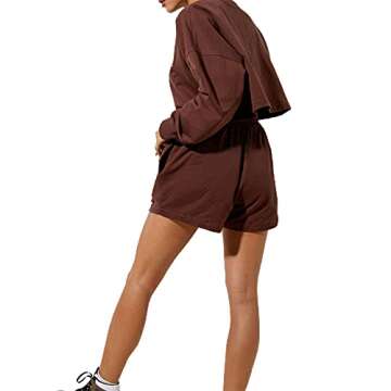 GOOCHEER Womens Workout Shorts Casual Summer Solid Running Sweat Shorts Elastic High Waist Shorts with Pockets (E-Coffee, M)